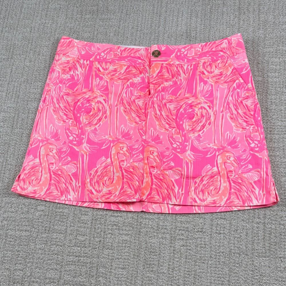 Lilly Pulitzer Womens 10 Pink Flamingo Print Pique Skort